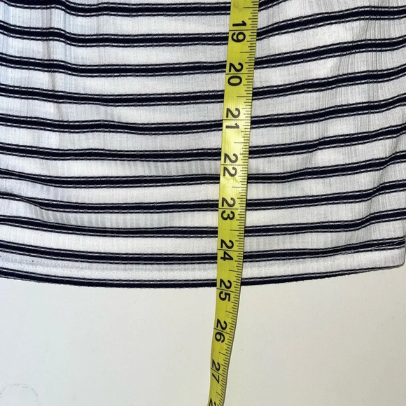 Maurices NWT White & Navy Blue Striped Lace-up Babydoll Tank Top Medium Women’s - Picture 9 of 12